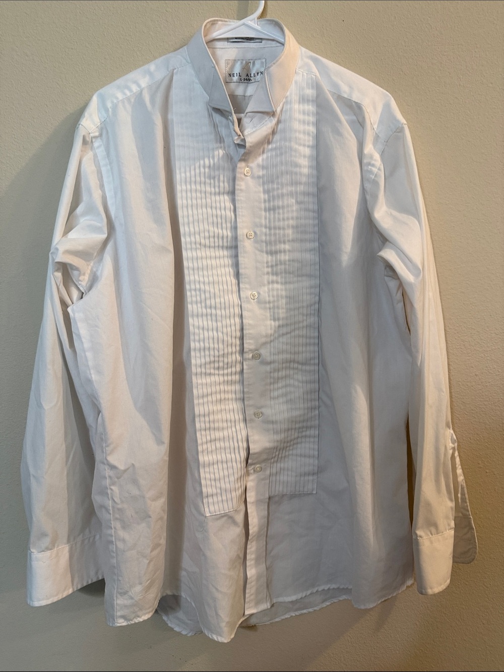 Neil Allyn White Pleated Front Men's Dress Shirt